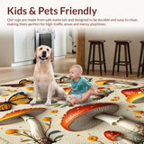 Ultra Soft Area Rug, Non Slip, Stain Resistant, Washable Area Rugs for Living Room, Bedroom, Butterfly Mushroom Low-Profile Seasonal Rug(Yellow)