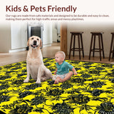 Ultra Soft Area Rug, Non Slip, Stain Resistant, Washable Area Rugs for Living Room, Bedroom, Striking Bright Floral Composition(Yellow)