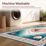 Ultra Soft Area Rug, Non Slip, Stain Resistant, Washable Area Rugs for Living Room, Bedroom, Teal Toned Beachy Charm(Blue)