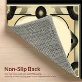 Athens Art Deco Area Geometric Border Black And Beige Tone(Beige)