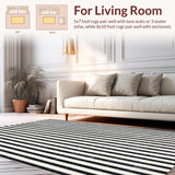 Ultra Soft Area Rug, Non Slip, Stain Resistant, Washable Area Rugs for Living Room, Bedroom, Urban Stripe Accent Rug Featuring Graphic Bands and Chic Linear Detailing(Black)