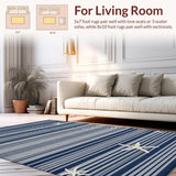 Ultra Soft Area Rug, Non Slip, Stain Resistant, Washable Area Rugs for Living Room, Bedroom, Artful Coastal Themed Composition(Blue)