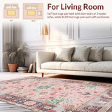 Ultra Soft Area Rug, Non Slip, Stain Resistant, Washable Area Rugs for Living Room, Bedroom, Stylish Circular Pastel Harmony(Pink)