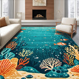 Ultra Soft Area Rug, Non Slip, Stain Resistant, Washable Area Rugs for Living Room, Bedroom, Colorful Nautical Fantasy Design(Blue)
