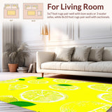 Ultra Soft Area Rug, Non Slip, Stain Resistant, Washable Area Rugs for Living Room, Bedroom, Bright Fruity Abstract Design(Yellow)