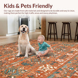 Ultra Soft Area Rug, Non Slip, Stain Resistant, Washable Area Rugs for Living Room, Bedroom, Unique Colorful Geometric Arrangement(Orange)