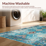 Ultra Soft Area Rug, Non Slip, Stain Resistant, Washable Area Rugs for Living Room, Bedroom, Rustic Geometric Earthy Tones(Blue)