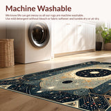 Ultra Soft Area Rug, Non Slip, Stain Resistant, Washable Area Rugs for Living Room, Bedroom, Mystical Sunburst Artistry(Gold)
