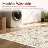 Ultra Soft Area Rug, Non Slip, Stain Resistant, Washable Area Rugs for Living Room, Bedroom, Contemporary Trellis Area High Low Design(Beige)