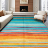 Ultra Soft Area Rug, Non Slip, Stain Resistant, Washable Area Rugs for Living Room, Bedroom, Rustic Textured Color Block(Blue)