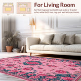 Ultra Soft Area Rug, Non Slip, Stain Resistant, Washable Area Rugs for Living Room, Bedroom, Boho Blush Pink Bedroom Area Rug(Pink)