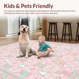Ultra Soft Area Rug, Non Slip, Stain Resistant, Washable Area Rugs for Living Room, Bedroom, Modern Playful Geometric Theme(Pink)