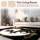 Ultra Soft Area Rug, Non Slip, Stain Resistant, Washable Area Rugs for Living Room, Bedroom, Stylish Monochrome Dragon Symbolism(Black)