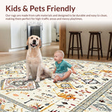 Ultra Soft Area Rug, Non Slip, Stain Resistant, Washable Area Rugs for Living Room, Bedroom, Boho Style Creamy Neutral Tone(Beige)