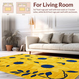 Ultra Soft Area Rug, Non Slip, Stain Resistant, Washable Area Rugs for Living Room, Bedroom, Dynamic Irregular Floral Statement(Yellow)