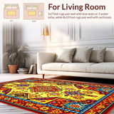 Ultra Soft Area Rug, Non Slip, Stain Resistant, Washable Area Rugs for Living Room, Bedroom, Lively Rustic Textured Geometry(Yellow)