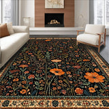 Ultra Soft Area Rug, Non Slip, Stain Resistant, Washable Area Rugs for Living Room, Bedroom, Vibrant Insect Patterned Artistry(Black)