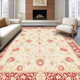 Ultra Soft Area Rug, Non Slip, Stain Resistant, Washable Area Rugs for Living Room, Bedroom, Chic Boho Floral Medallion Area Pet & Kid Friendly Easy Care(Beige)