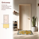 Ultra Soft Area Rug, Non Slip, Stain Resistant, Washable Area Rugs for Living Room, Bedroom, Rustic Earthy Patterned Elegance(Yellow)