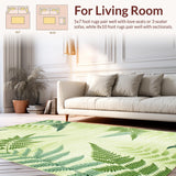 Ultra Soft Area Rug, Non Slip, Stain Resistant, Washable Area Rugs for Living Room, Bedroom, Serene Eco-Friendly Floral Vibe(Green)