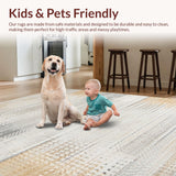 Ultra Soft Area Rug, Non Slip, Stain Resistant, Washable Area Rugs for Living Room, Bedroom, Stylish Geometric Beige and Gray Area with Distressed Finish(Gray)