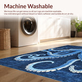 Ultra Soft Area Rug, Non Slip, Stain Resistant, Washable Area Rugs for Living Room, Bedroom, Octopus Area Rug - Blue Abstract Animal Design(Blue)