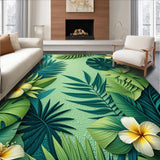 Ultra Soft Area Rug, Non Slip, Stain Resistant, Washable Area Rugs for Living Room, Bedroom, Hawaiian Botanical Bedroom Soft Floor Rug(Green)