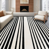 Ultra Soft Area Rug, Non Slip, Stain Resistant, Washable Area Rugs for Living Room, Bedroom, KaHouen High Contrast Striped Area Rug for Farmhouse Entrances(Black)