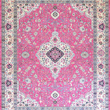 Ultra Soft Area Rug, Non Slip, Stain Resistant, Washable Area Rugs for Living Room, Bedroom, Elegant Pink Floral Medallion(Pink)