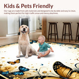 Ultra Soft Area Rug, Non Slip, Stain Resistant, Washable Area Rugs for Living Room, Bedroom, Vibrant Nature-Inspired Print(Gold)