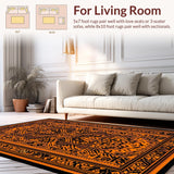 Ultra Soft Area Rug, Non Slip, Stain Resistant, Washable Area Rugs for Living Room, Bedroom, Dynamic Rustic Wildlife Theme(Orange)