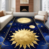 Ultra Soft Area Rug, Non Slip, Stain Resistant, Washable Area Rugs for Living Room, Bedroom, Transitional Blue Tone Abstract Design(Gold)