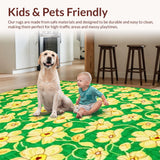 Ultra Soft Area Rug, Non Slip, Stain Resistant, Washable Area Rugs for Living Room, Bedroom, Fresh Three-Dimensional Blossom Style(Green)