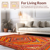Ultra Soft Area Rug, Non Slip, Stain Resistant, Washable Area Rugs for Living Room, Bedroom, Artisan Reversible Textile Creation(Red)