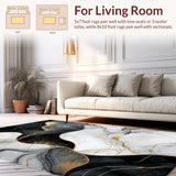 Ultra Soft Area Rug, Non Slip, Stain Resistant, Washable Area Rugs for Living Room, Bedroom, Stylish Gray and White Blend(Black)