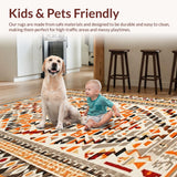 Ultra Soft Area Rug, Non Slip, Stain Resistant, Washable Area Rugs for Living Room, Bedroom, Sophisticated Geometric Braided Accent(Orange)