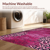 Ultra Soft Area Rug, Non Slip, Stain Resistant, Washable Area Rugs for Living Room, Bedroom, Vibrant Playful Cheetah Theme(Pink)