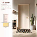Ultra Soft Area Rug, Non Slip, Stain Resistant, Washable Area Rugs for Living Room, Bedroom, Artful Nature-Inspired Butterfly Motif(Black)
