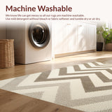 Ultra Soft Area Rug, Non Slip, Stain Resistant, Washable Area Rugs for Living Room, Bedroom, Contemporary Chevron Wool Rug for Minimal Decor(Beige)