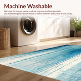 Ultra Soft Area Rug, Non Slip, Stain Resistant, Washable Area Rugs for Living Room, Bedroom, Azure Dream Carpet, Teal Tide, Contemporary Streak Design(Blue)