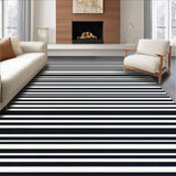 Ultra Soft Area Rug, Non Slip, Stain Resistant, Washable Area Rugs for Living Room, Bedroom, Stacked Monochrome Rug with Artistic Stripe Variations and Clean Lines(Black)