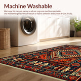 Ultra Soft Area Rug, Non Slip, Stain Resistant, Washable Area Rugs for Living Room, Bedroom, Rustic Native American Entryway Rug with Intricate Patterns(Red)