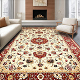 Ultra Soft Area Rug, Non Slip, Stain Resistant, Washable Area Rugs for Living Room, Bedroom, Rustic Earthy Toned Patterns(Red)