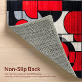 Sophia Collection Hand Carved Rug Contemporary Abstract Red Black Grey(Red)