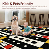 Ultra Soft Area Rug, Non Slip, Stain Resistant, Washable Area Rugs for Living Room, Bedroom, Artistic Playful Dice Arrangement(Black)