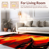 Ultra Soft Area Rug, Non Slip, Stain Resistant, Washable Area Rugs for Living Room, Bedroom, Captivating Molten Rock Display(Red)