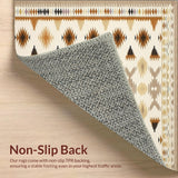 Ultra Soft Area Rug, Non Slip, Stain Resistant, Washable Area Rugs for Living Room, Bedroom, Earth Tone Rug with Elegant Geometric Patterns and Boho Chic Style(Beige)