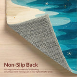 Ultra Soft Area Rug, Non Slip, Stain Resistant, Washable Area Rugs for Living Room, Bedroom, Seaside Escape Coastal Rug With Elegant Maritime Charm(Blue)