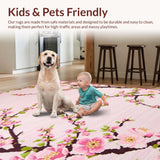 Ultra Soft Area Rug, Non Slip, Stain Resistant, Washable Area Rugs for Living Room, Bedroom, Charming Sakura Floral Motif(Pink)