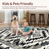 Ultra Soft Area Rug, Non Slip, Stain Resistant, Washable Area Rugs for Living Room, Bedroom, Stylish Ogee Patterned Gray Aesthetic(Gray)